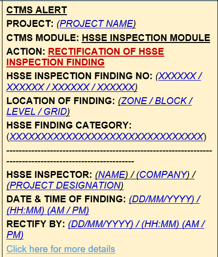 non compliant notification