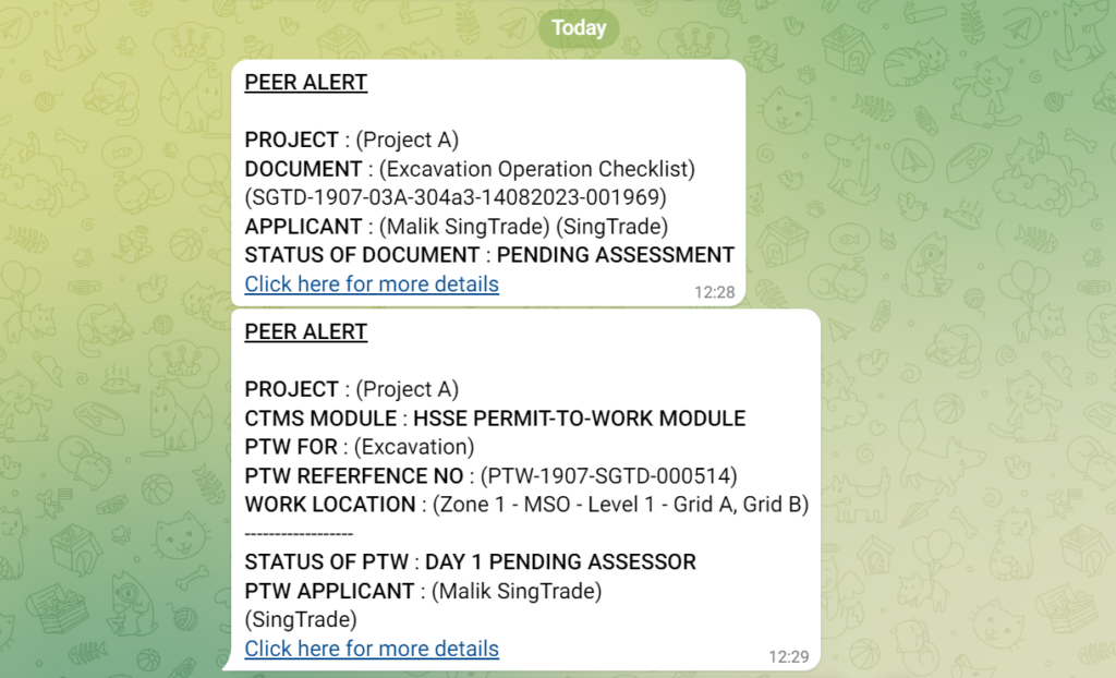 WSH-PEER Telegram Notification