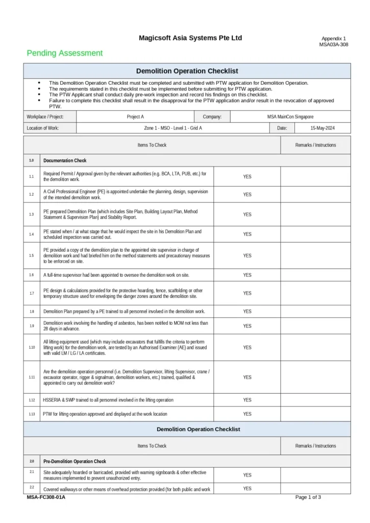 Demolition Checklist