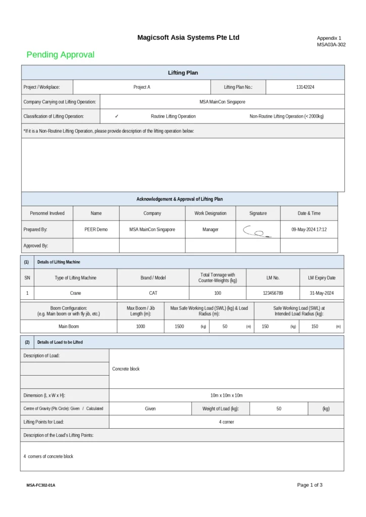 Lifting Plan