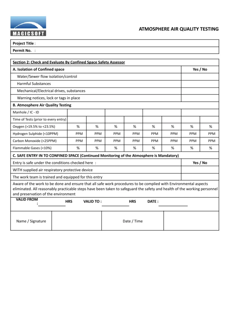 Air Monitoring Checklist - Company A
