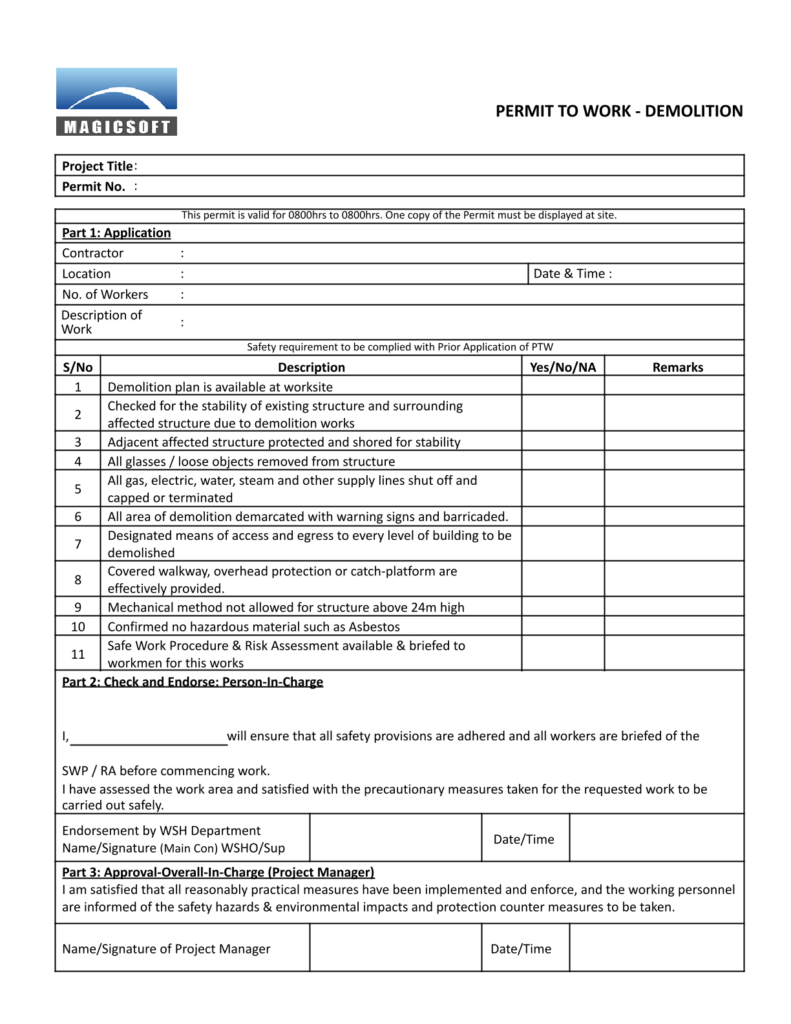 Demolition Checklist - Company A