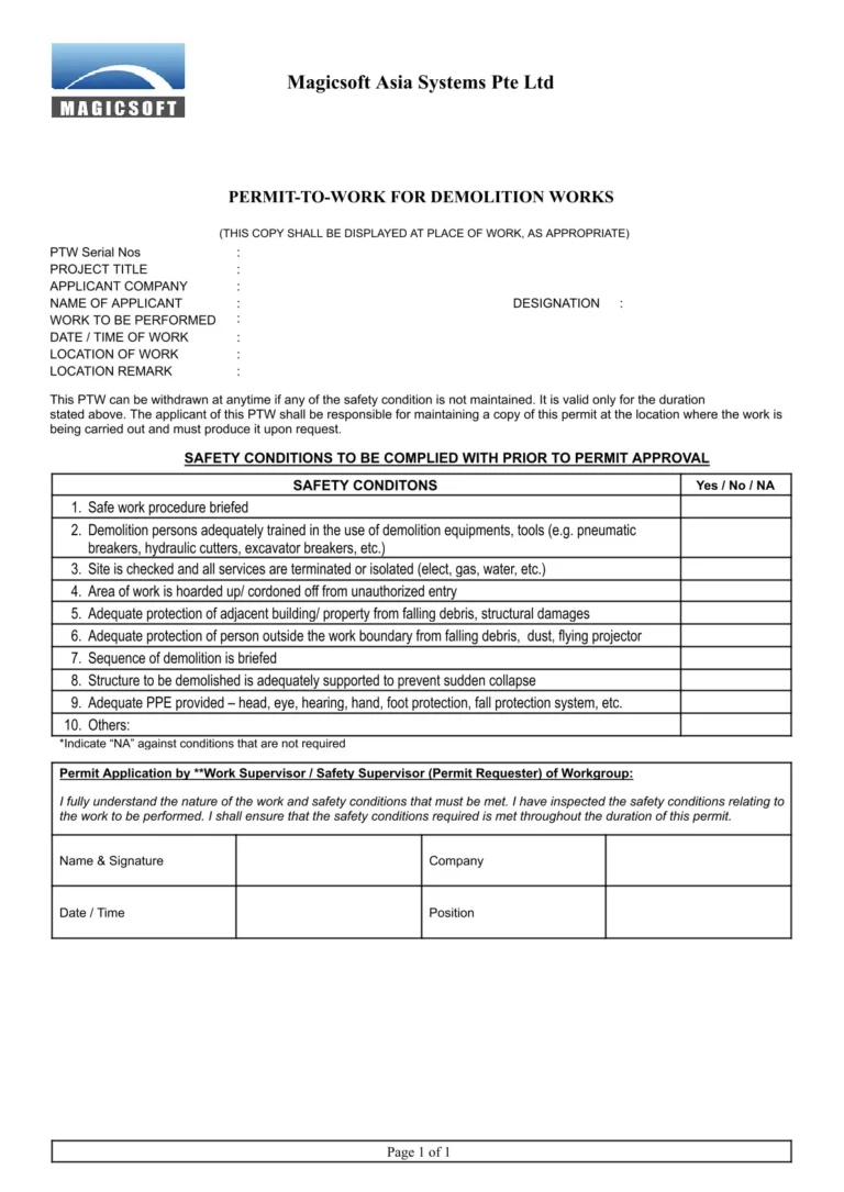 Demolition Checklist – Company B