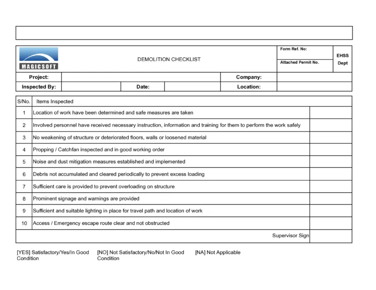 Demolition Checklist – Company C