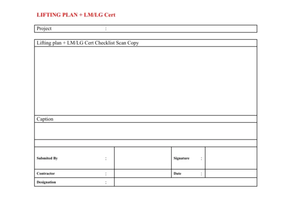 Lifting Plan – Company D