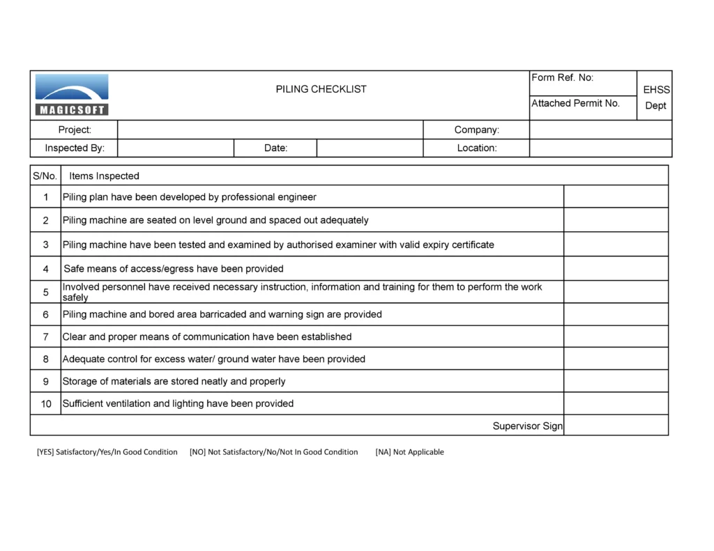 Piling Checklist - Company C