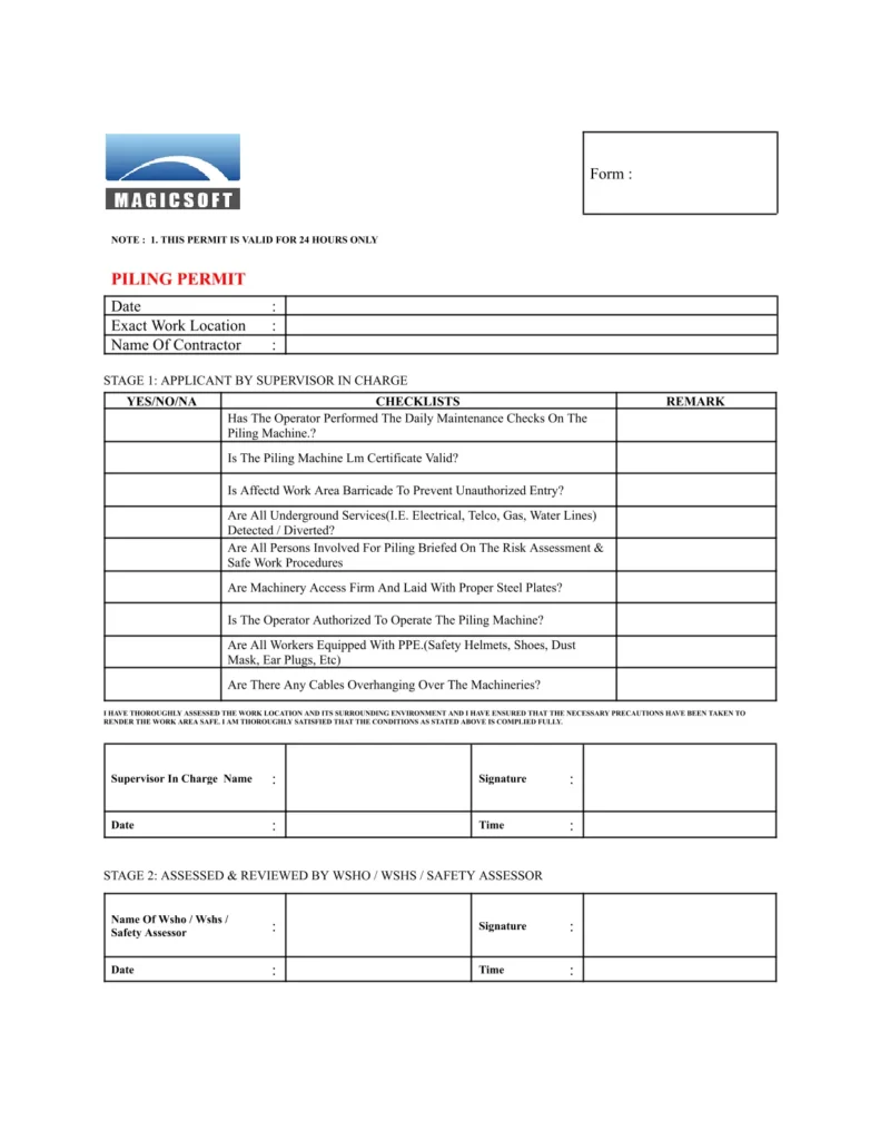 Piling Checklist - Company D