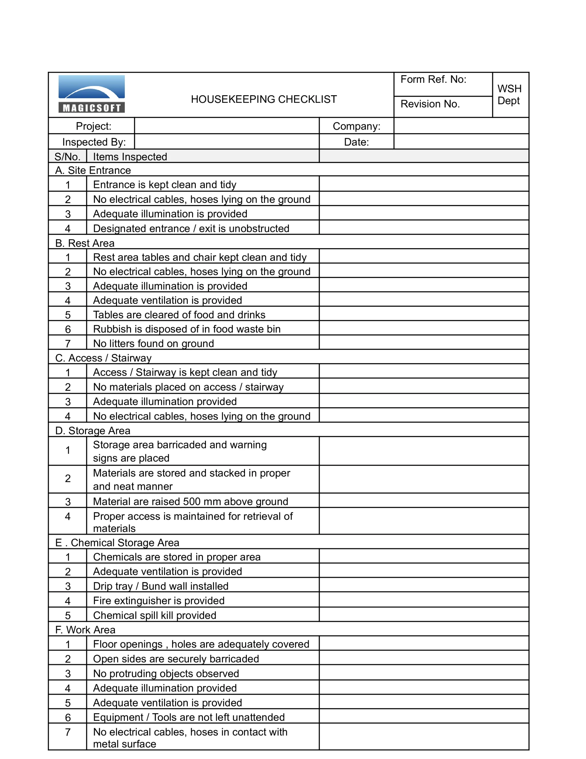 Housekeeping Checklist