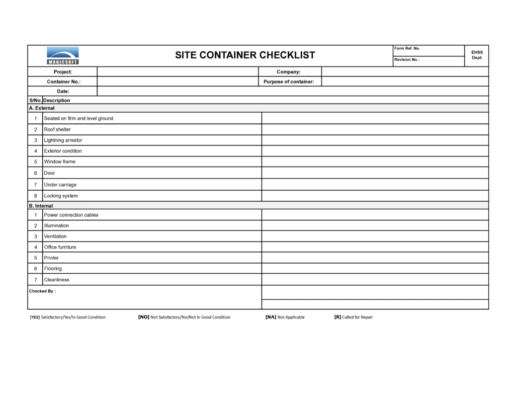 Site Container Checklist