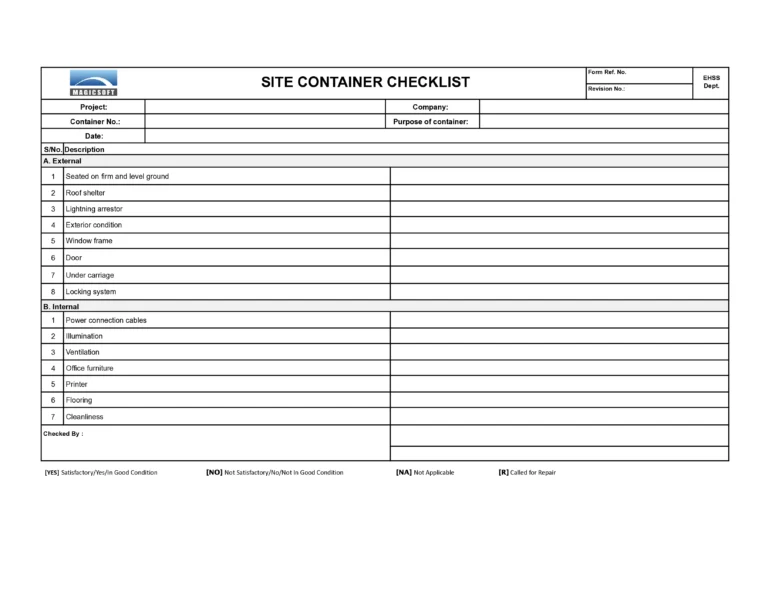Site Container Checklist