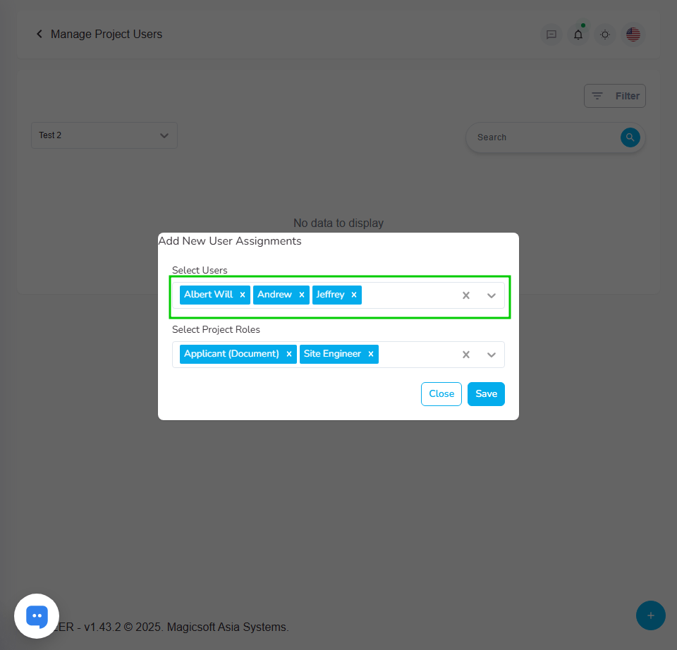 Added a new feature to assign multiple users to a project.